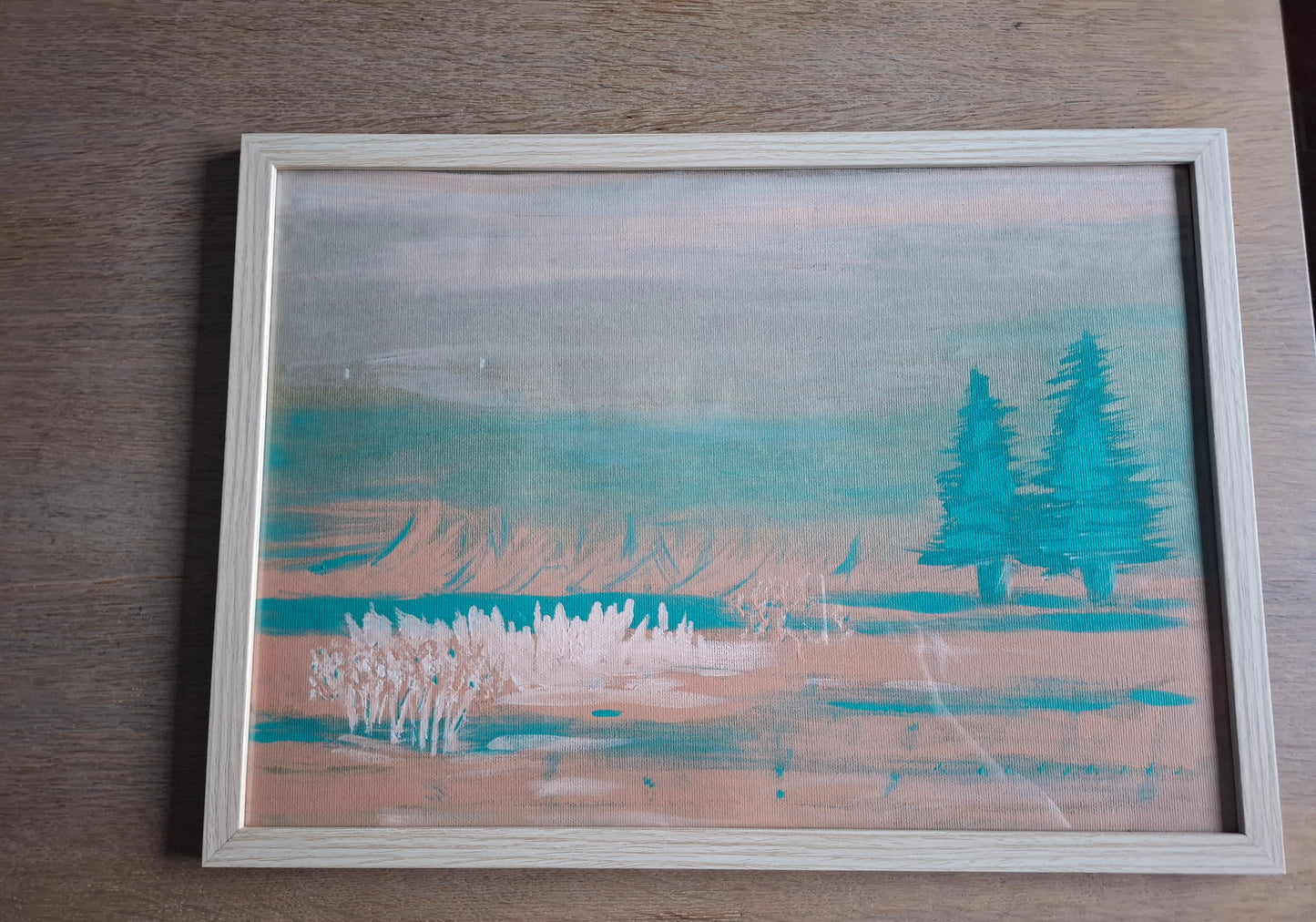 Pink heather flowers & 2 pine trees - Bruyère rose & 2 sapins - ORIGINAL