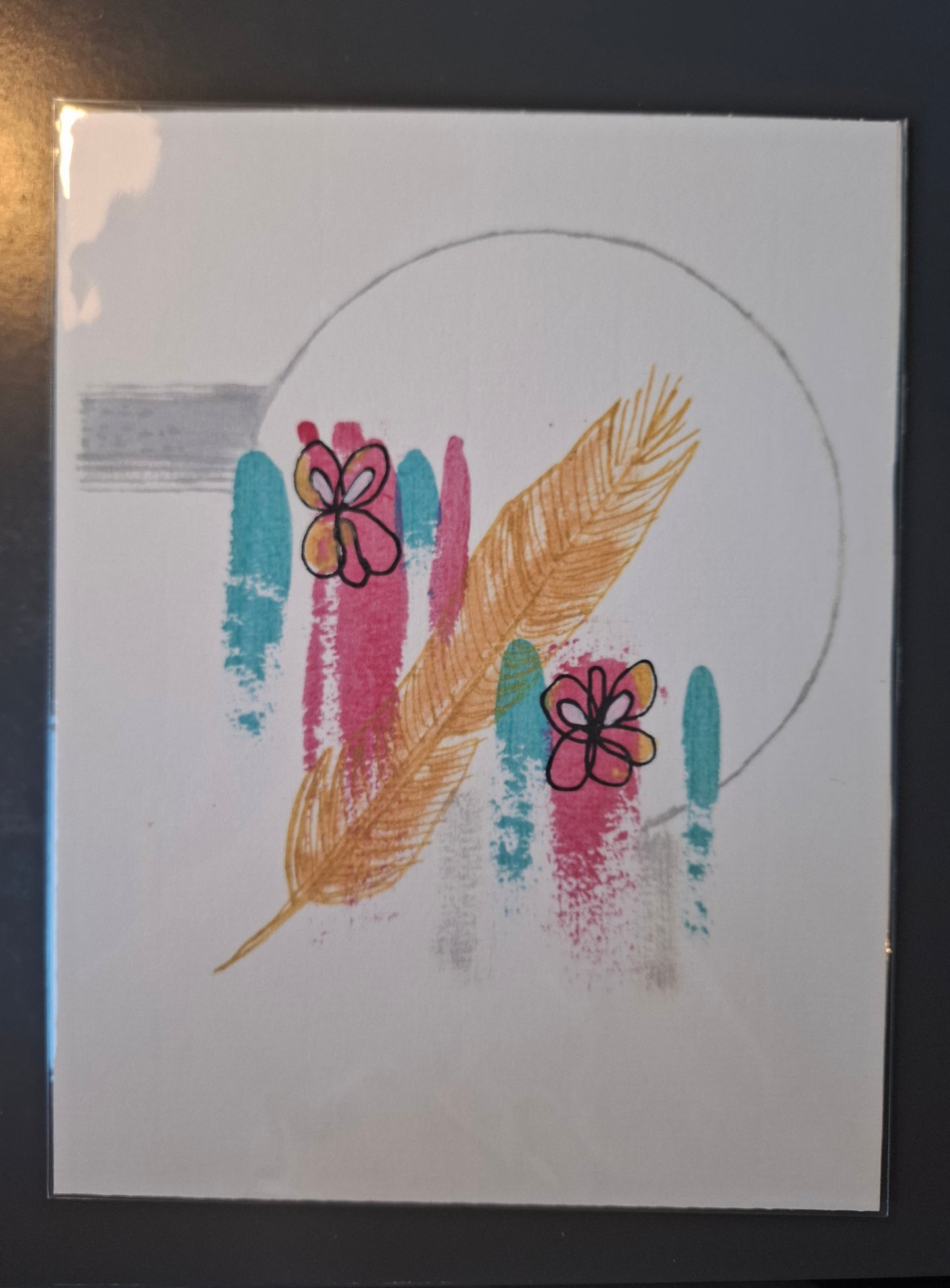 Plume dorée et 2 papillons Peaceful Bubble - PRINT
