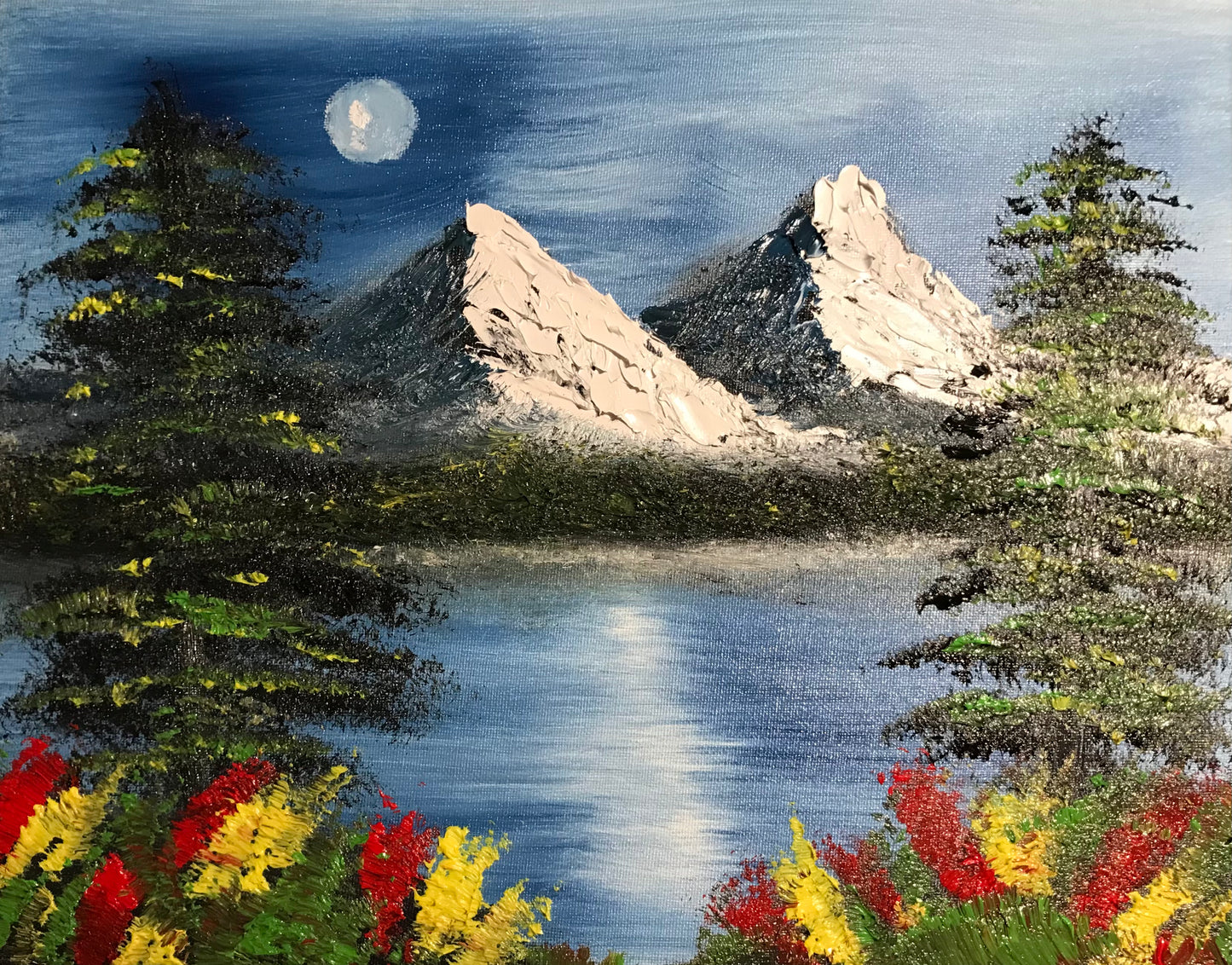 2 mountains & moon - ORIGINAL