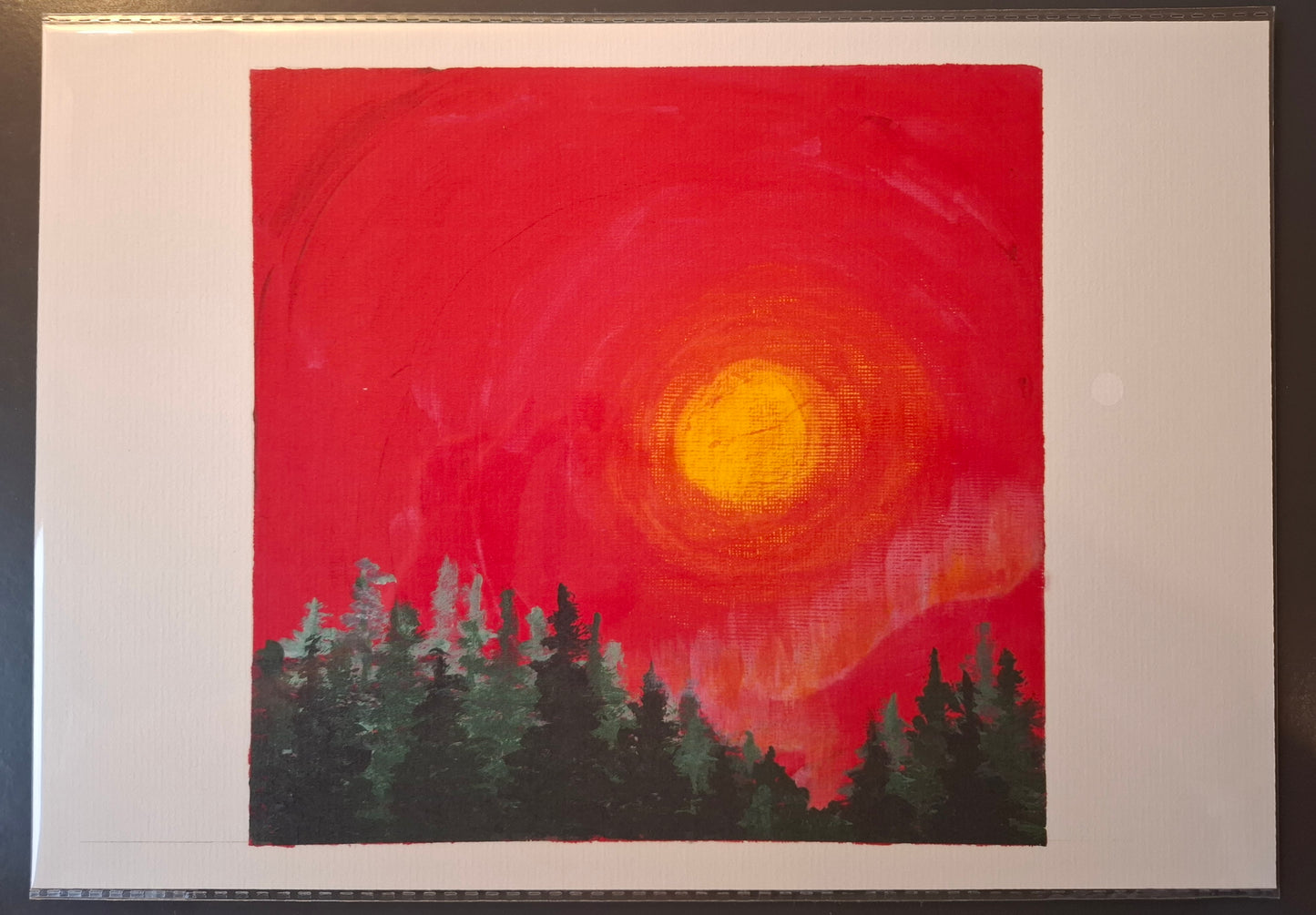 Aurora borealis in a red sky - Aurore boréale dans un ciel rouge - PRINT